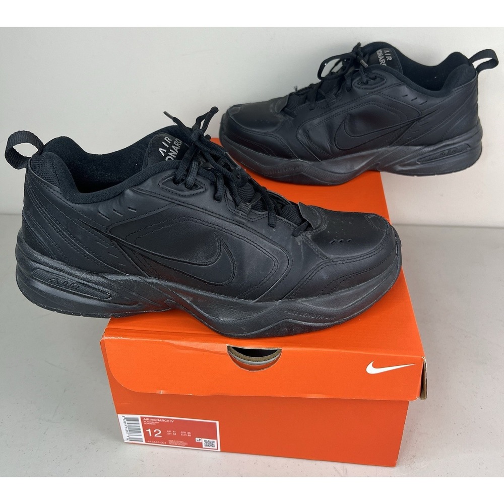 Nike Air Monarch IV 415445-001 Black Leather Athletic Running Shoes Men's 12 US